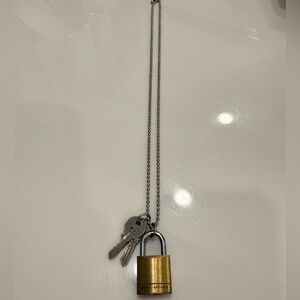 Marc Jacobs Gold Padlock Necklace with Silver Chain